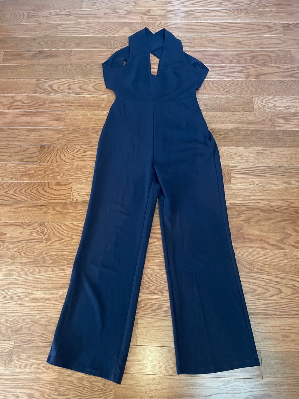 Cupshe Navy Halter Wide-Leg Jumpsuit